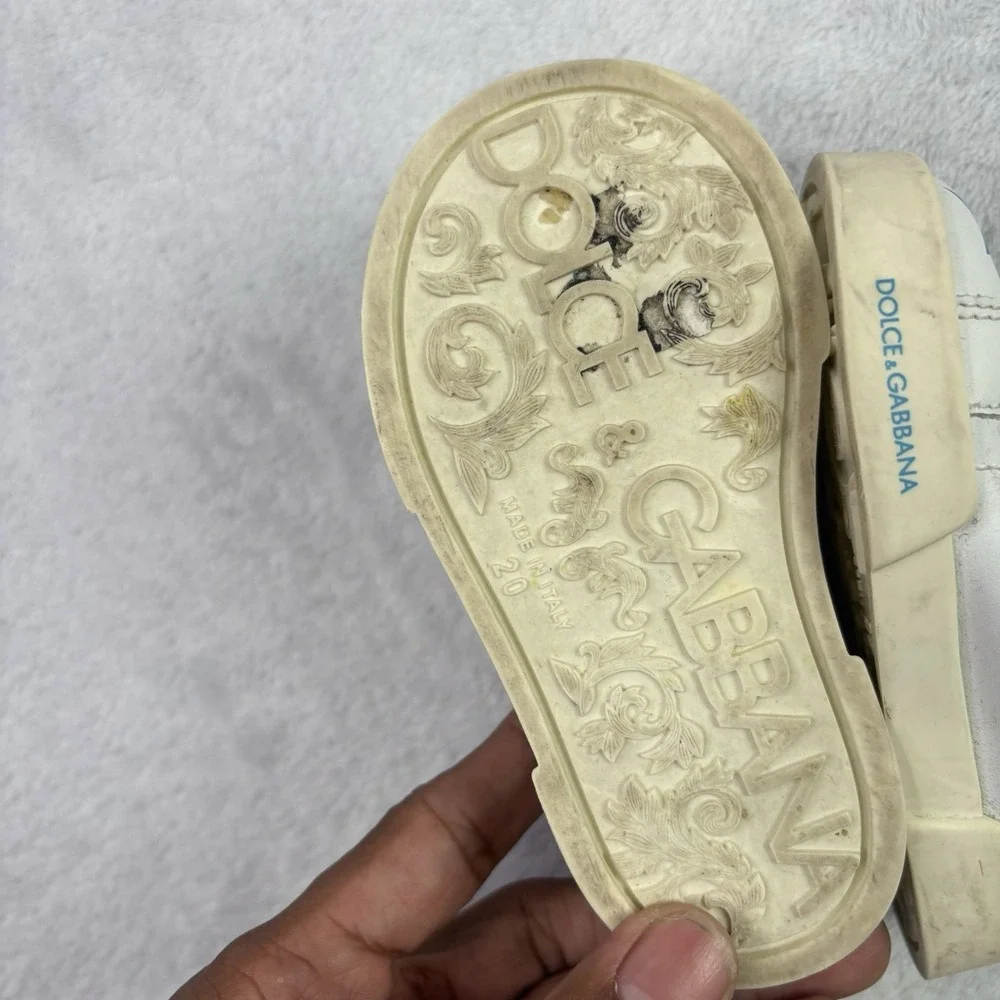 Dolce & Gabbana White & Blue Royals Kids Boys Trainers 20 Size 5C